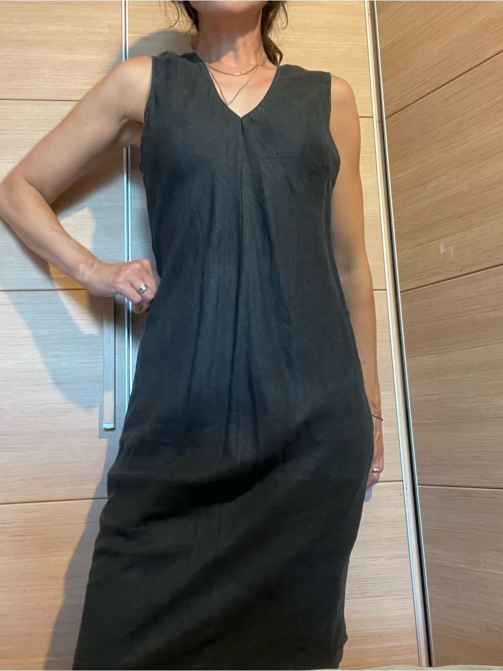 Tommy Hilfiger Black V-Neck Sleeveless Maxi Slip Dress - Picture 6 of 8